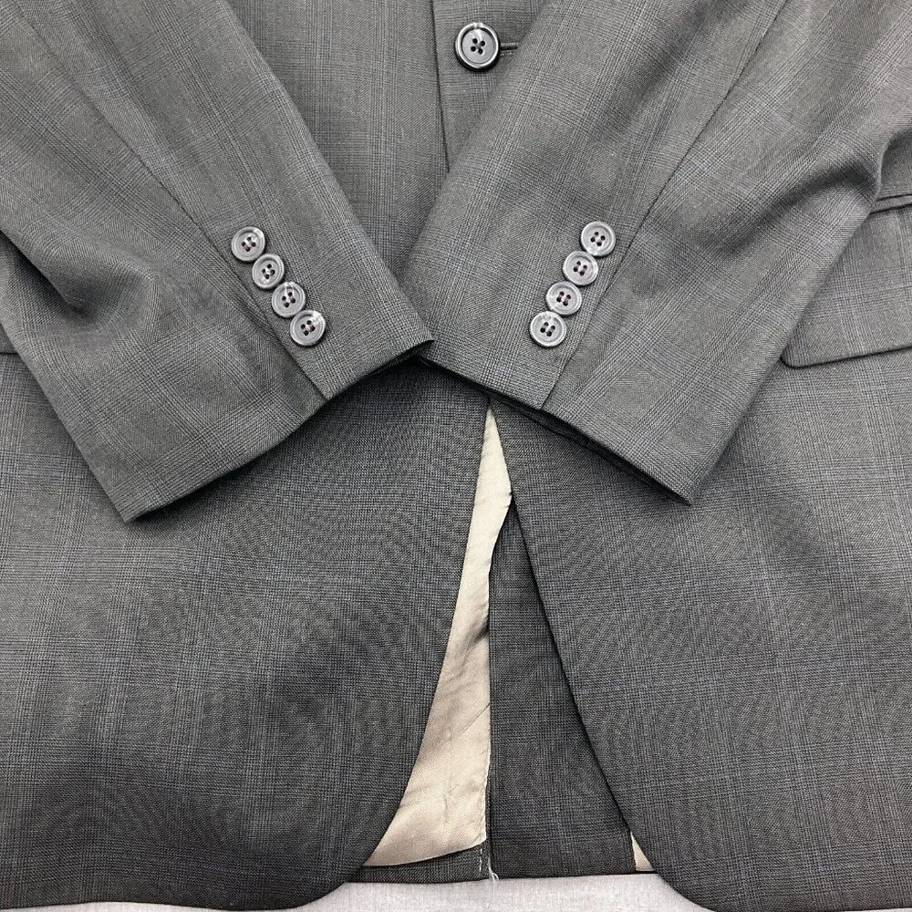 Chaps Ralph Lauren Blazer Men 42R Gray Blue Plaid Cashmere Wool Union Canada VTG
